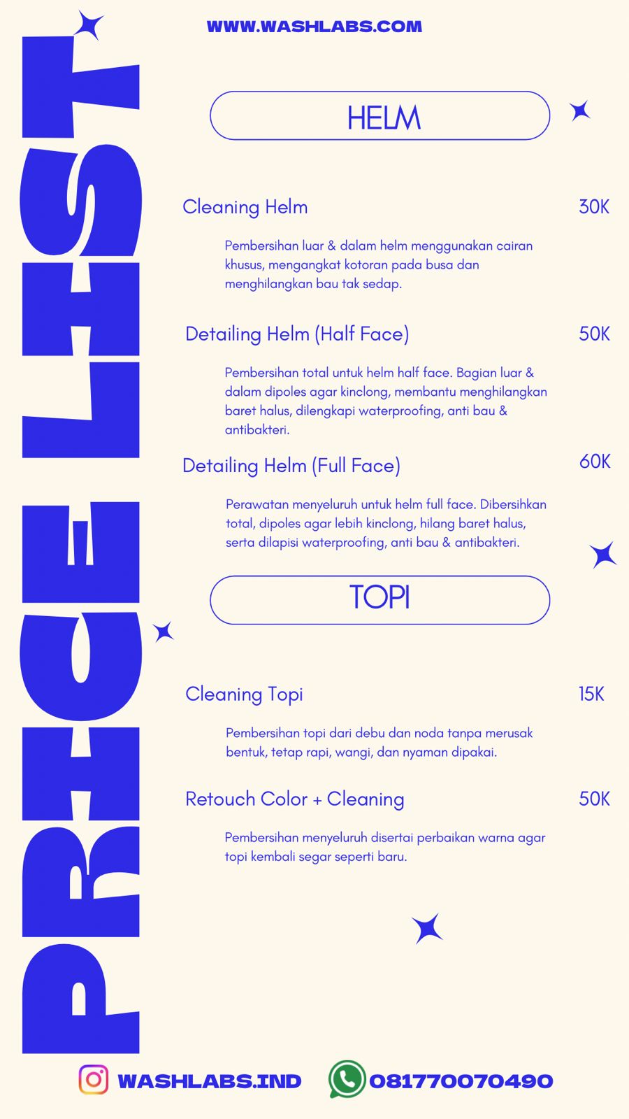 Pricelist Helm & Topi